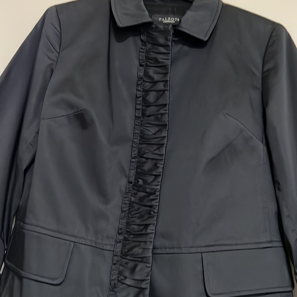 Talbots black ruffle front jacket - Picture 3 of 16